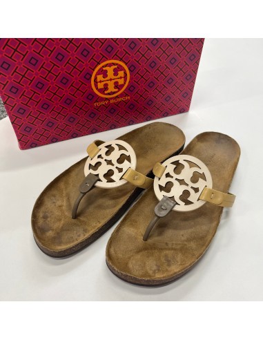 Cream Sandals Flip Flops Tory Burch, Size 10 Amélioration de cerveau avec