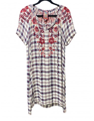 Plaid Pattern Dress Designer Johnny Was, Size Xs Amélioration de cerveau avec