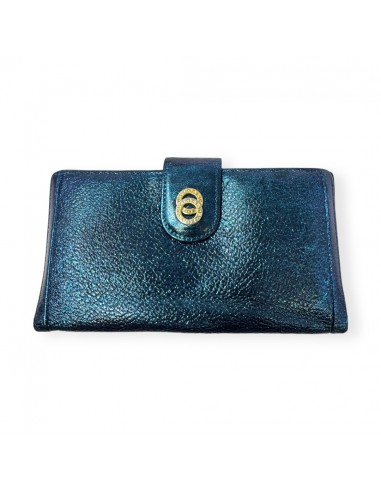 Reworked Glitter Pebbled Leather Wallet Designer Bvlgari, Size Small en linge